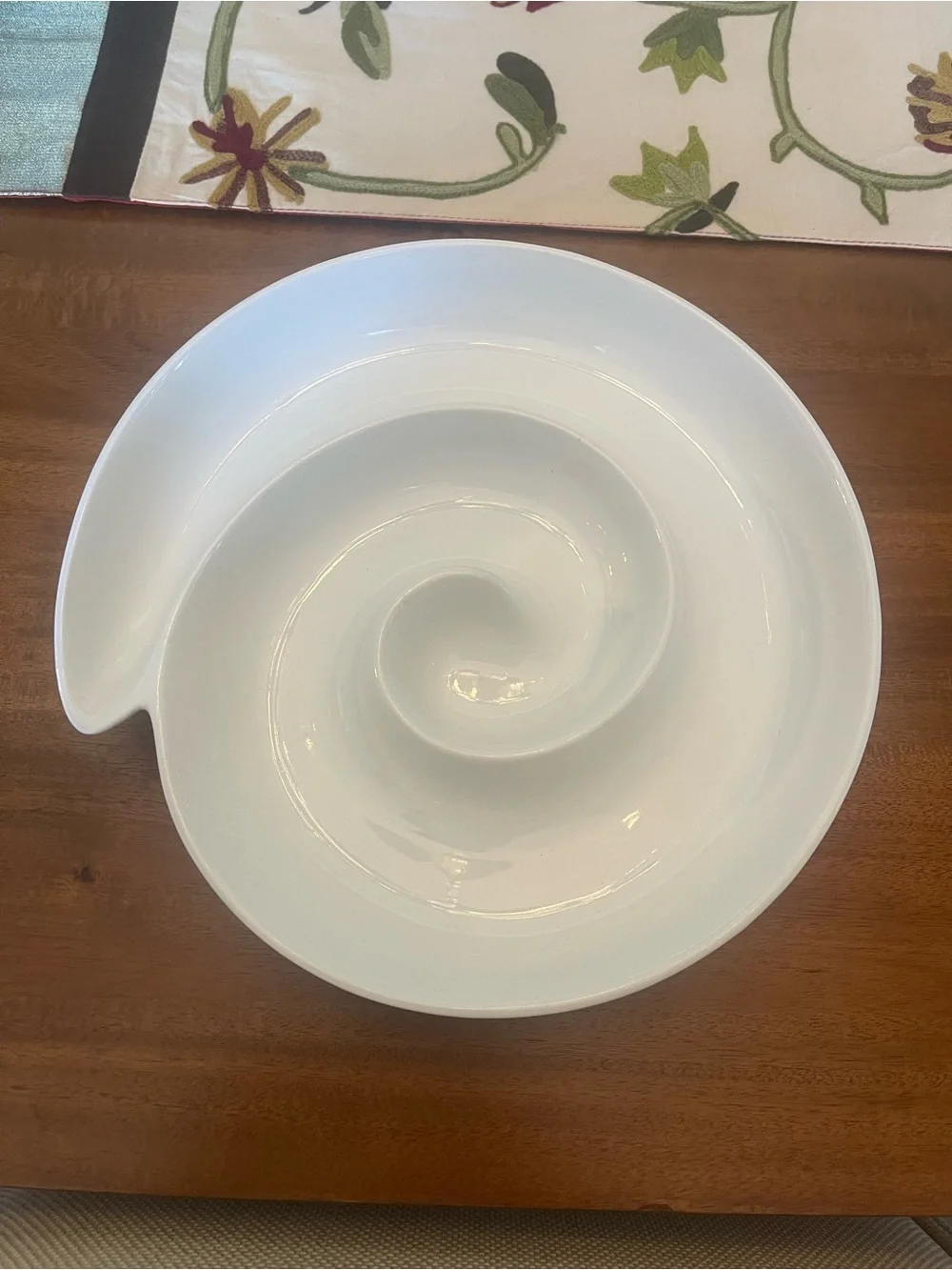 Vintage White Crate & Barrel Swirl Porcelain Serving Platter